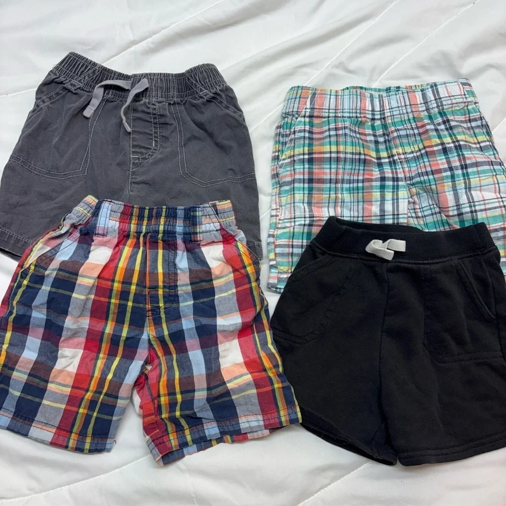Set of 4 Variety brands boys 2T shorts- Plaid, strips, black and gray